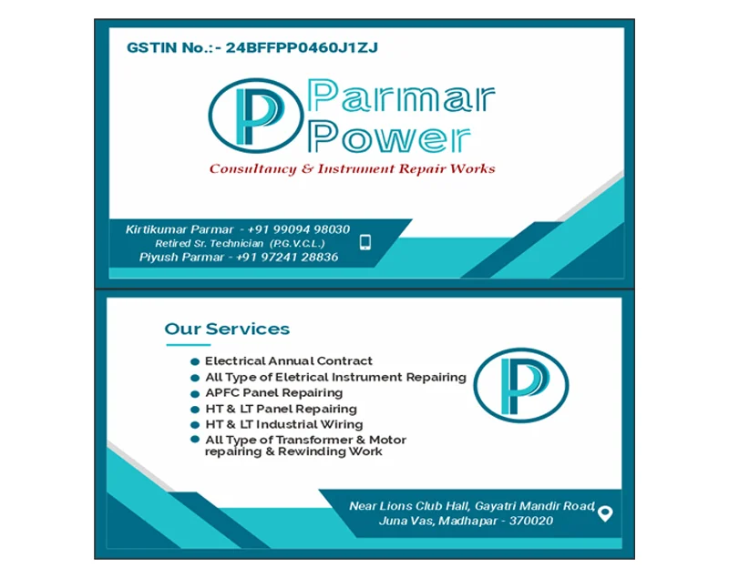 Parmar Power business card design project by Kraftevo